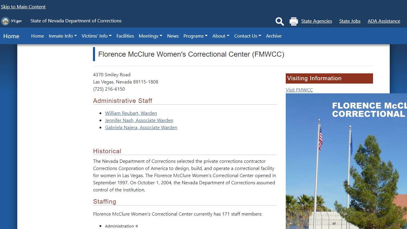 Florence McClure Women's Correctional Center Facility | Nevada ...